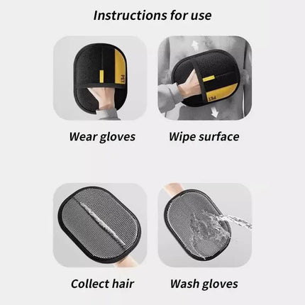 2-Pack Pet Hair Removal Tool (24x18CM) - Reusable Static Removal Gloves, Double-Sided Grooming Gloves for Pets, Removes Pet Fur Hair for Carpets.