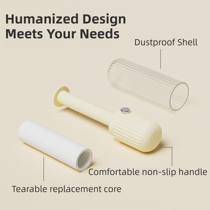Yellow Portable Mini Lint Roller Set for Pet Hair Cleaning - 6 Refills (180 Sheets Total), Sticky Dust Remover Brush for Clothes & Travel.