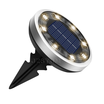 4-Pack New Solar LED In-Ground Yellow Lights (Single 8.3x8.3x10 cm) - Stainless Steel & ABS Waterproof Outdoor Garden Pathway and Landscape Spike Lamp.