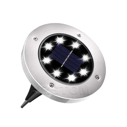 4-Pack Classic Large 8 LED Solar In-Ground White Light Set (12  x 12  x 13 cm) - Stainless Steel Waterproof Garden Spike Lamps for Lawn & Pathway.
