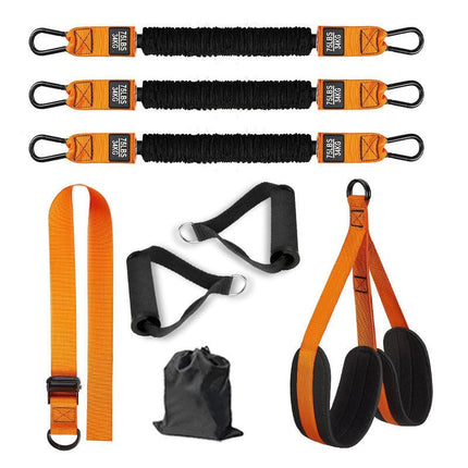Orange (225lb)Heavy Duty Pull-Up Assist Strap System With Foam Handles - Adjustable Resistance Trainer for Pull-Ups and Home Gym Workouts.