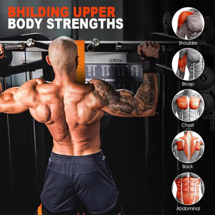 Orange (225lb)Heavy Duty Pull-Up Assist Strap System With Foam Handles - Adjustable Resistance Trainer for Pull-Ups and Home Gym Workouts.