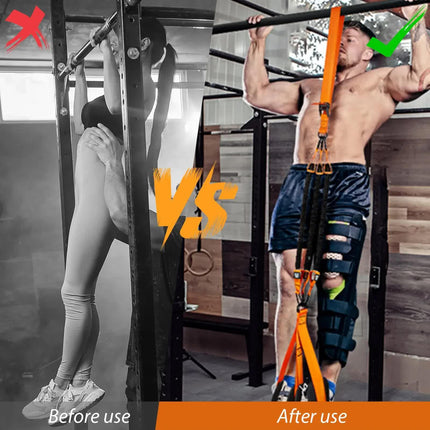 Orange (225lb)Heavy Duty Pull-Up Assist Strap System With Foam Handles - Adjustable Resistance Trainer for Pull-Ups and Home Gym Workouts.