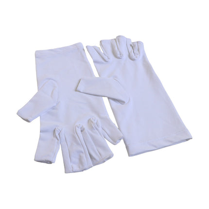 5-Pair White UV Protection Fingerless Gloves for Nail Art Curing and Cycling Sun Protection - Made of Nylon/Spandex, Manicure Hand Care.
