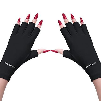 5-Pair White UV Protection Fingerless Gloves for Nail Art Curing and Cycling Sun Protection - Made of Nylon/Spandex, Manicure Hand Care.