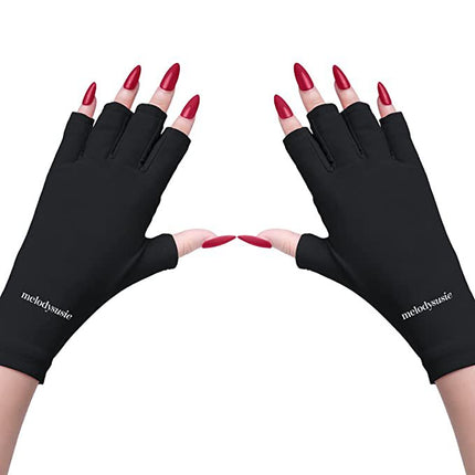 5-Pair Pink UV Protection Fingerless Gloves for Nail Art Curing and Cycling Sun Protection - Made of Nylon/Spandex, Manicure Hand Care.