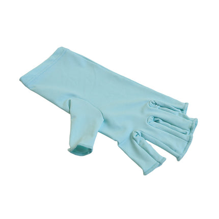 5-Pair Blue UV Protection Fingerless Gloves for Nail Art Curing and Cycling Sun Protection - Made of Nylon/Spandex, Manicure Hand Care.