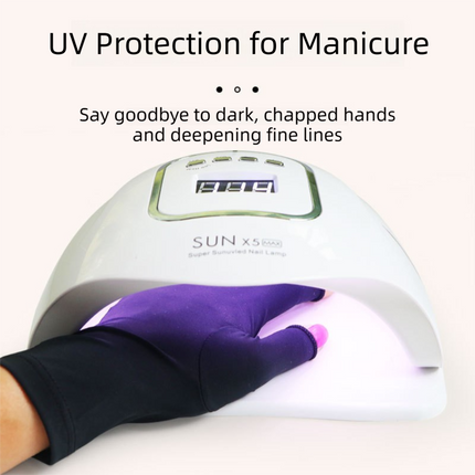 5-Pair Purple UV Protection Fingerless Gloves for Nail Art Curing and Cycling Sun Protection - Made of Nylon/Spandex, Manicure Hand Care.