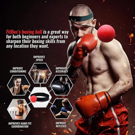 Boxing Reflex Ball Set(Elastic Headband + 2 Heavy RedBalls + 2 Light BlackBalls) - Hand-Eye Coordination and Speed Training.