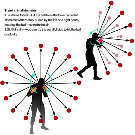 Boxing Reflex Ball Set(Elastic Headband + 2 Heavy RedBalls + 2 Light BlackBalls) - Hand-Eye Coordination and Speed Training.