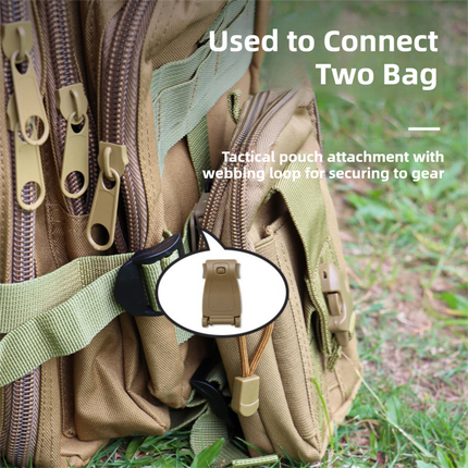 10 Pack Black MOLLE Clip Tactical Strap-Management Tool -  Ultralight Portable Backpack Buckle for Tactical Outdoor Gear Attachment.