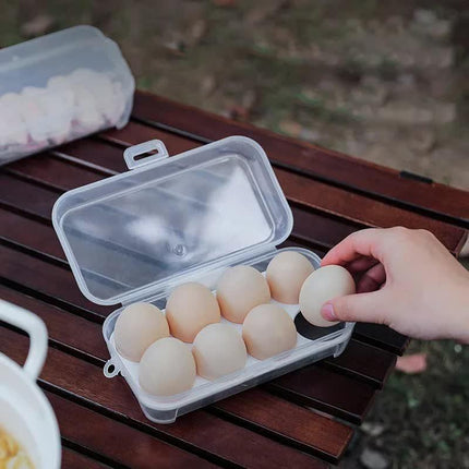 4 Pack Portable  8-Grid Shockproof Eggs Box With Egg Holder- Clear PP Plastic Storage Box, Secure Lock, Anti-Shock Tray for Outdoor Camping Picnic.