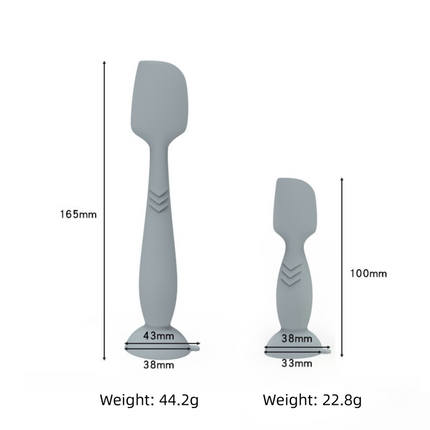 4-Pack Grey Small Silicone Ointment Applicator Spatulas(10 CM x 3.3 CM) - Cream Spreader with Suction Base, Hygienic & Precise.