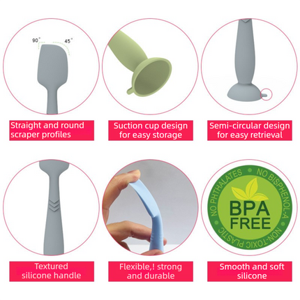 4-Pack Blue Small Silicone Ointment Applicator Spatulas(10 CM x 3.3 CM) - Cream Spreader with Suction Base, Hygienic & Precise.