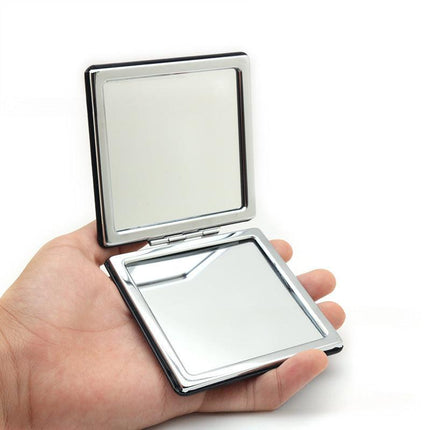 4-Pack Black Jumbo Square Folding Compact Mirror(8X8CM) - Men's Shaving & Women's Makeup Mirror, PU Leather Cover & High-Definition Glass Lens.