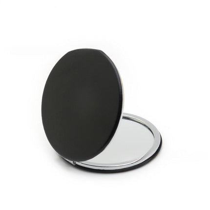 4-Pack Black Jumbo Round Portable Makeup Mirror(8x8CM) - Pocket Cosmetic Mirror for Touch-Ups, PU Leather Cover & Metal Frame.
