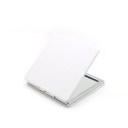4-Pack White Jumbo Square Folding Compact Mirror(8X8CM) - Men's Shaving & Women's Makeup Mirror, PU Leather Cover & High-Definition Glass Lens.