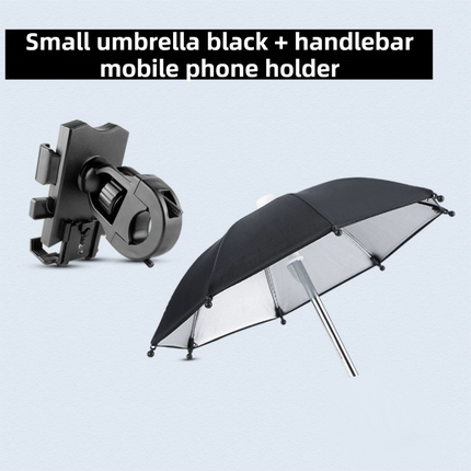 2-Pack Shock-Absorbing and Non-Slip Handlebar Phone Holder with Detachable Mini Umbrella - Waterproof & Windproof and Sunshade, 360° rotatable.