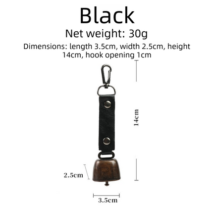 4-Pack Black Bear Bell & Anti-Lost PU Keyring Accessory(14 x 3.5 x 2.5CM) - Magnetic Silencing Design, Outdoor Safety Alarm for Hiking, Camping & Pet.