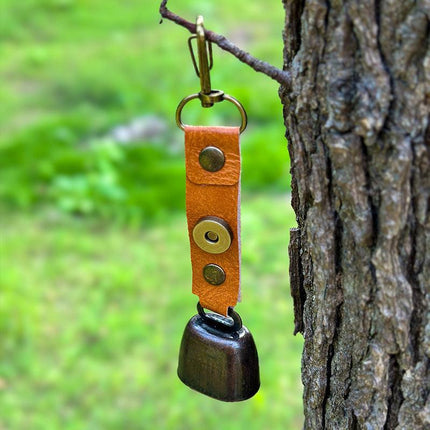 4-Pack Black Bear Bell & Anti-Lost PU Keyring Accessory(14 x 3.5 x 2.5CM) - Magnetic Silencing Design, Outdoor Safety Alarm for Hiking, Camping & Pet.