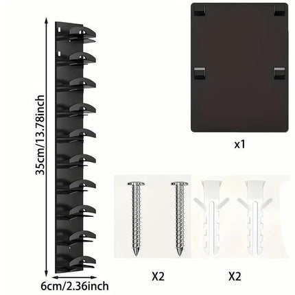 2-Pack 10-Tier Black Wall-Mounted Hat Rack with Installation Accessories - Space-Saving Plastic Baseball Cap and Other Hat Organizers.