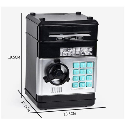 2-Piece Blue Smart ATM Piggy Banks - Kids Electronic Money Safe with Password Lock & Auto-Roll in/out Feature.