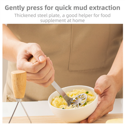 2-Pack Standable Stainless Steel Potato Masher - Heavy-Duty Kitchen Tool for Baby Food & Purees.