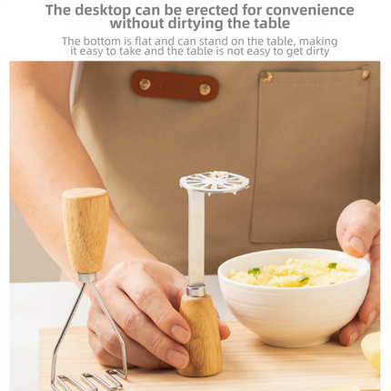 2-Pack Standable Stainless Steel Potato Masher - Heavy-Duty Kitchen Tool for Baby Food & Purees.