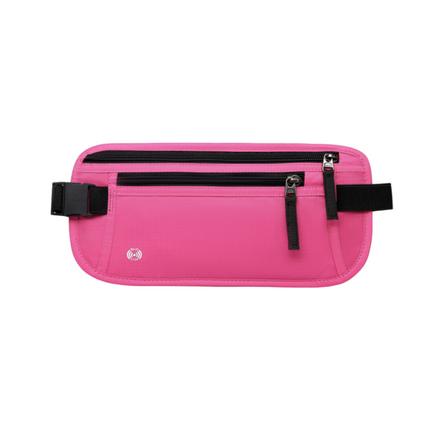 Pink RFID Blocking Slim Anti-Theft Fanny Pack for Outdoor Travel - Hidden Money Belt for Passport, Documents & Cash.