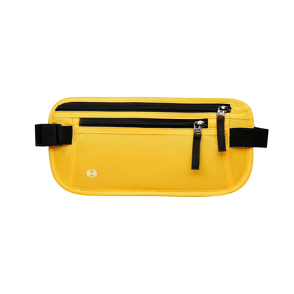 Yellow RFID Blocking Slim Anti-Theft Fanny Pack for Outdoor Travel - Hidden Money Belt for Passport, Documents & Cash.