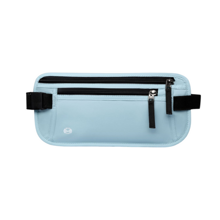 Blue RFID Blocking Slim Anti-Theft Fanny Pack for Outdoor Travel - Hidden Money Belt for Passport, Documents & Cash.