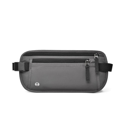 Dark Grey RFID Blocking Slim Anti-Theft Fanny Pack for Outdoor Travel - Hidden Money Belt for Passport, Documents & Cash.