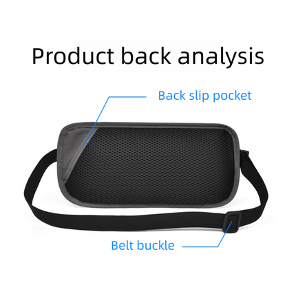 Dark Grey RFID Blocking Slim Anti-Theft Fanny Pack for Outdoor Travel - Hidden Money Belt for Passport, Documents & Cash.