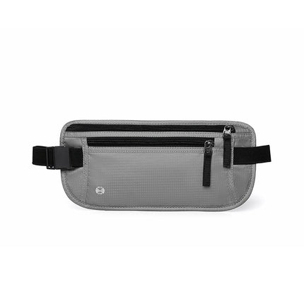 Light Grey RFID Blocking Slim Anti-Theft Fanny Pack for Outdoor Travel - Hidden Money Belt for Passport, Documents & Cash.