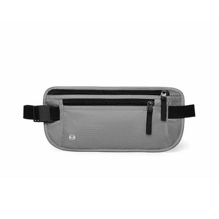 Light Grey RFID Blocking Slim Anti-Theft Fanny Pack for Outdoor Travel - Hidden Money Belt for Passport, Documents & Cash.