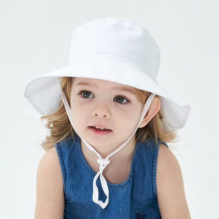 2-Pack White Kids Sun Hat and Travel Beach Fisherman Cap(S Size for Head Circumference 48-50) - Breathable UV Protection Cap.