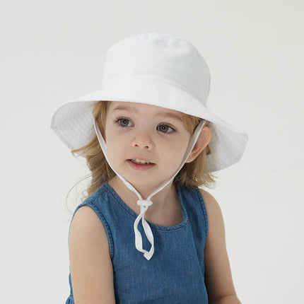 2-Pack White Kids Sun Hat and Travel Beach Fisherman Cap(S Size for Head Circumference 48-50) - Breathable UV Protection Cap.