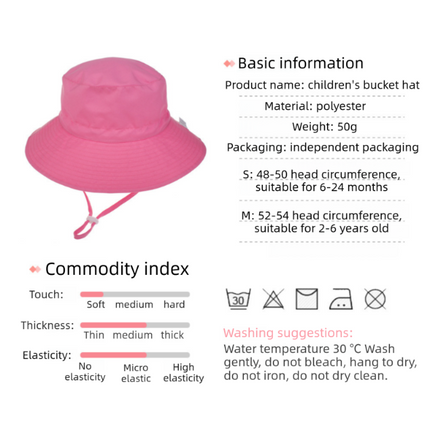 2-Pack Purple Flower Pattern Kids Sun Hat and Travel Beach Fisherman Cap(M Size for Head Circumference 52-54) - Breathable UV Protection Cap.