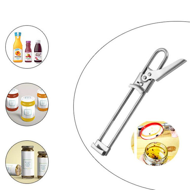 2-Pack Adjustable Stainless Steel Jar Opener and Bottle Cap Remover - Universal Lid Gripper for Sauces and Tough Jar Caps.