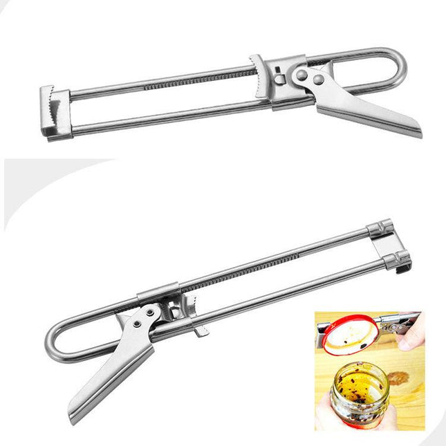 2-Pack Adjustable Stainless Steel Jar Opener and Bottle Cap Remover - Universal Lid Gripper for Sauces and Tough Jar Caps.