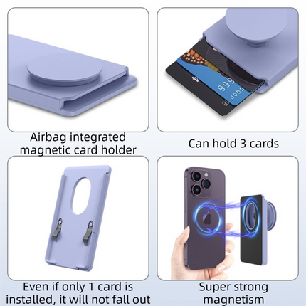 2-Pack 2-in-1 Green Magnetic Card Wallet Integrated Pop Airbag Stand(9.5x6x0.8 CM) - Including Magnetic Ring, for MagSafe Compatible iPhone 14/13/12 Series & Standard Phone Cases.