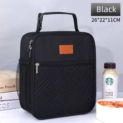 2-Pack Plaid Pattern Insulated Lunch Bag Set(Black & White) - Oxford Cloth Tote with Thermal Aluminum Foil, Large Capacity for Work and Picnic.