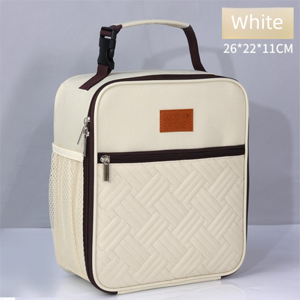 2-Pack Plaid Pattern Insulated Lunch Bag Set(Black & White) - Oxford Cloth Tote with Thermal Aluminum Foil, Large Capacity for Work and Picnic.