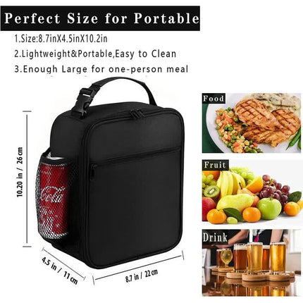 Blue Portable Insulated Lunch Bag - Oxford Cloth Handheld Meal Prep Tote, Large-Capacity Square Upright Design for School Office.