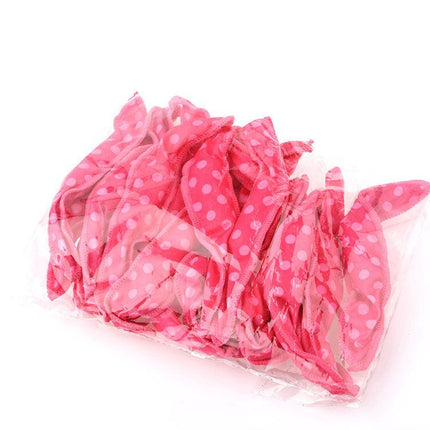20-Pack Red Polka Dot Bow Sponge Hair Rollers Set -  Soft Sleep Pillow Lazy No-Heat Curler for Heatless Loose Curls Hair Style.