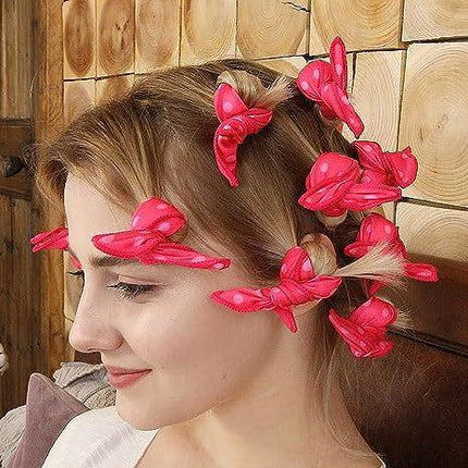 20-Pack Black Polka Dot Bow Sponge Hair Rollers Set -  Soft Sleep Pillow Lazy No-Heat Curler for Heatless Loose Curls Hair Style.