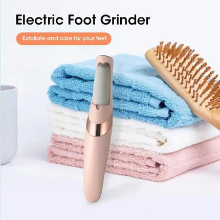 Pink Wireless Electric Foot Grinder With Two Heads - Automatic Pedicure Tool for Removing Callus and Dead Skin, Portable Small Handheld Design & USB Rechargeable.