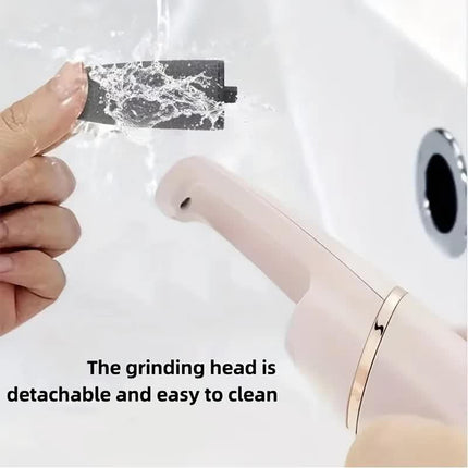 Pink Wireless Electric Foot Grinder With Two Heads - Automatic Pedicure Tool for Removing Callus and Dead Skin, Portable Small Handheld Design & USB Rechargeable.