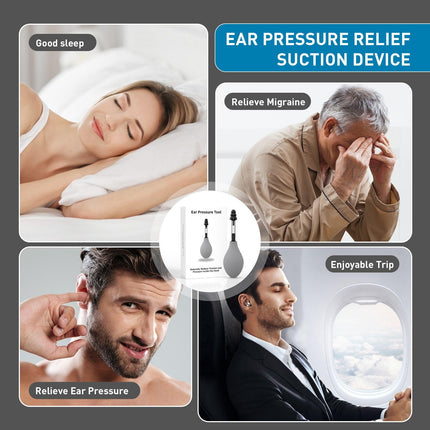 Black Portable Manual Ear Massager - Natural Relief and Decompression Tool, Inner Ear Pressure Stimulator Device.