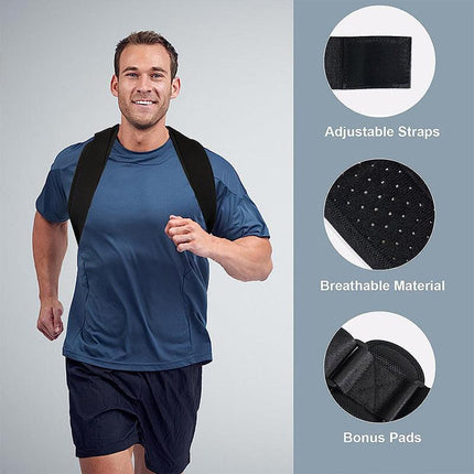 Universal Adjustable Posture Corrector Brace (Fits 30''-43'' Chest) - Back Support Strap for Men and Women.